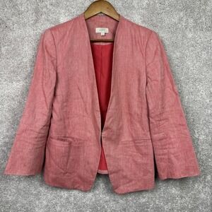 LOFT Corpcore Office Pink Linen Cotton‎ Blend Single Breasted Blazer Size 6